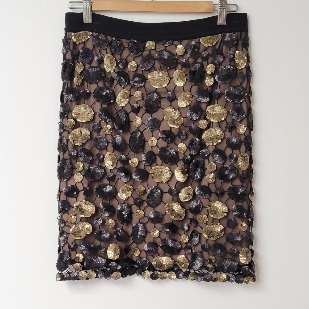 BCBGMaxazria Black & Gold Sequin Skirt